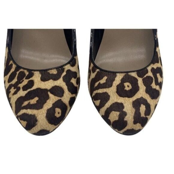 Donald Pliner Calf Hair Leopard Print 4" Block Heel Round Toe Pumps Size 7 - Picture 3 of 9